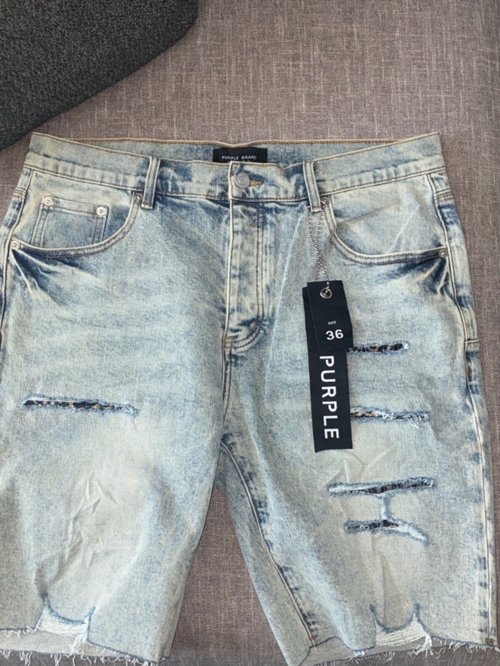 Purple Brand Light Blue Distressed Men’s Relaxed Jeans